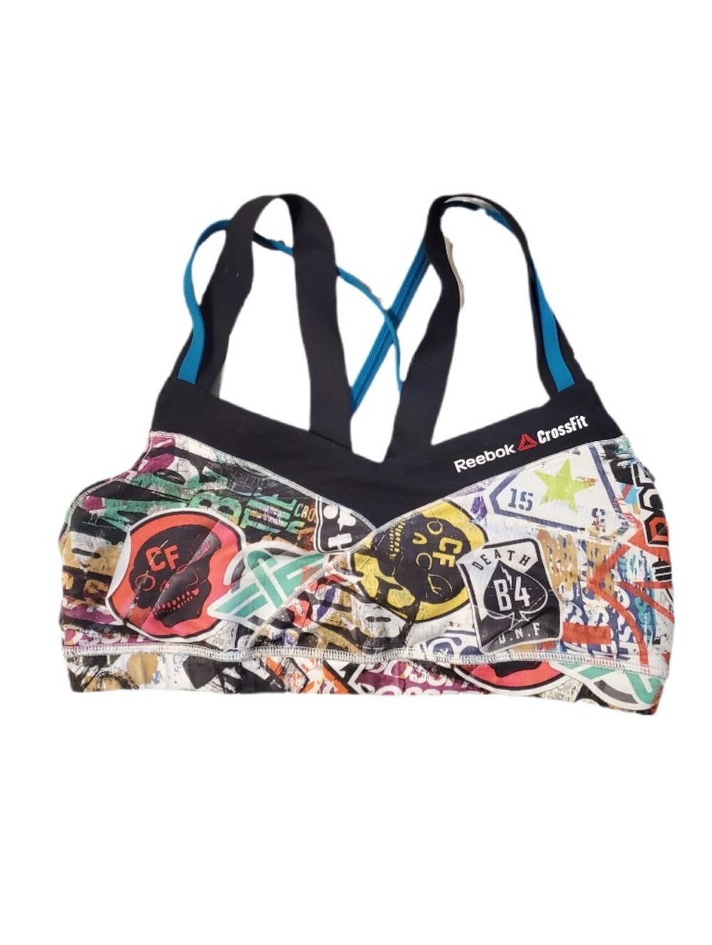 Reebok Crossfit Women's Multi-color Skull Strappy Sports Bra Medium